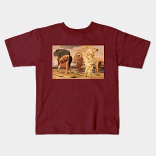 Greek Girls Picking Up Pebbles by the Sea by Lord Frederic Leighton Kids T-Shirt